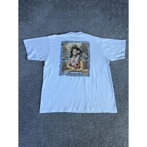Vintage Rietveld Shirt Mens L White Mona Lisa Ukulele Graphic Crew Neck Cotton